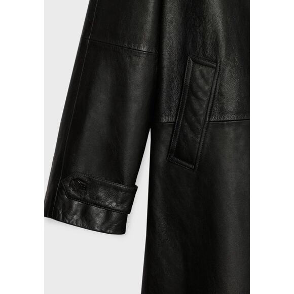 NWT Zara x Steven Meisel Black Real Leather Oversized Trench Coat Small - Picture 7 of 16